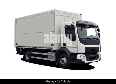 Petit camion solo avec boîte de livraison Banque D'Images