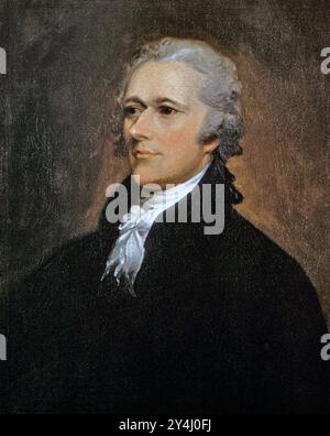 ALEXANDER HAMILTON (1755-1804) homme d'État américain et père fondateur dans un portrait posthume de John Turnbull en 1806 Banque D'Images