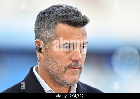 L'ancien footballeur Júlio César parle à la télévision avant le match d'étape de l'UEFA Champions League Manchester City vs Inter Milan à l'Etihad Stadium, Manchester, Royaume-Uni, le 18 septembre 2024 (photo de Cody Froggatt/Actualités images) Banque D'Images