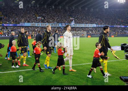 Bruges, Belgique. 18 septembre 2024. Les joueurs du Borussia en photo avant un match de football entre le Club belge Brugge KV et l'Allemand Borussia Dortmund, mercredi 18 septembre 2024 à Bruges, le premier jour de la phase de la ligue de l'UEFA Champions League. BELGA PHOTO KURT DESPLENTER crédit : Belga News Agency/Alamy Live News Banque D'Images