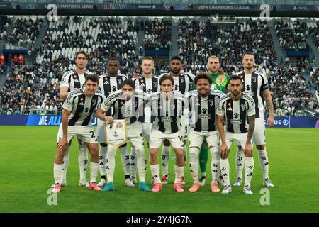 L'équipe de la Juventus FC lors de la Juventus FC vs PSV Eindhoven, match de football de l'UEFA Champions League à Turin, Italie, le 17 septembre 2024 Banque D'Images