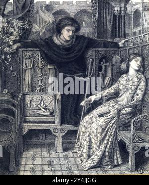 Hamlet et Ophélie (1858), de Dante Gabriel Rossetti Banque D'Images