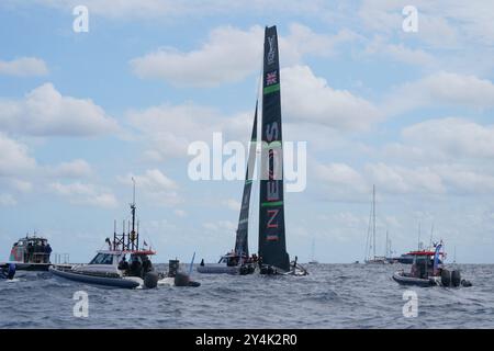 18 septembre 2024 ; Port de Barcelone, Catalogne, Espagne ; Coupe des Amériques 2024, Louis Vuitton Cup demi-finale Yacht Race ; Ineos Britannia Banque D'Images