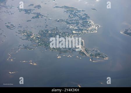 Vue aérienne de Cedar Key, Floride, États-Unis. Banque D'Images