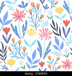 Minimaliste moderne motif floral abstrait sans couture dans des couleurs pastel. Illustration vectorielle Illustration de Vecteur