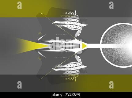Vaisseau spatial réalisé en rendu 3D avec effets spéciaux Banque D'Images