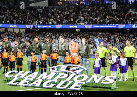 Manchester, Royaume-Uni. 18 septembre 2024. Manchester, Angleterre, 18 septembre 2024 : pré-match de la Ligue des champions de l'UEFA entre Manchester City et l'Inter Milan au stade Etihad de Manchester, Angleterre (Natalie Mincher/SPP) crédit : SPP Sport Press photo. /Alamy Live News Banque D'Images