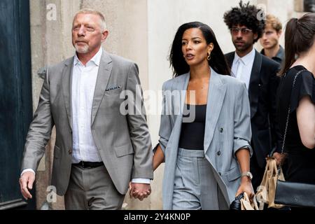 Milan, Italie. 18 septembre 2024. Boris Becker et Lilian de Carvalho Monteiro au défilé Boss pendant la Fashion week de Milan printemps/été 2025. Crédit : SOPA images Limited/Alamy Live News Banque D'Images