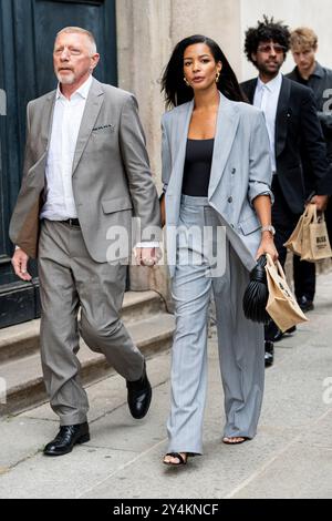 Milan, Italie. 18 septembre 2024. Boris Becker et Lilian de Carvalho Monteiro au défilé Boss pendant la Fashion week de Milan printemps/été 2025. (Photo de Stefano Costantino/SOPA images/Sipa USA) crédit : Sipa USA/Alamy Live News Banque D'Images