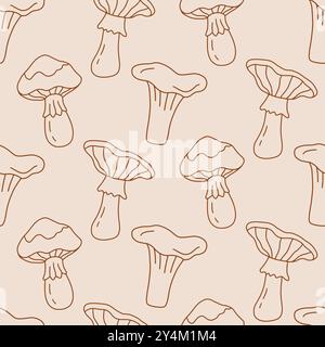 Amanita Mushrooms Autumn Fungi Seamless Pattern Illustration de Vecteur