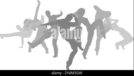 Danseurs Silhouette Street Dance pose silhouettes Illustration de Vecteur