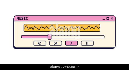 Lecteur de musique rétro pour ordinateur de bureau. Médiathlète nostalgique aux couleurs roses. Illustration de Vecteur