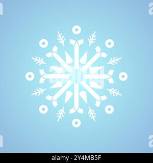 Un flocon de neige blanc pour l'hiver, le printemps et l'élément de Noël sur fond bleu isolé, un flocon de neige géométrique blanc minimaliste éléments et icônes co Illustration de Vecteur