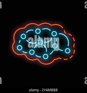 Le cerveau néon avec des nœuds interconnectés brille, symbolisant un réseau neuronal et le concept de machine learning Illustration de Vecteur