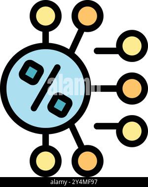 Cette icône colorée représente un réseau partageant un symbole de pourcentage, mettant l'accent sur le concept de données et de calculs distribués Illustration de Vecteur