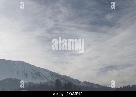 Gulmarg, Jammu-et-Cachemire / Inde - 19 décembre 2019 : la vue de la montagne enneigée sur fond de ciel à Gulmarg, dans Jammu et Kas Banque D'Images