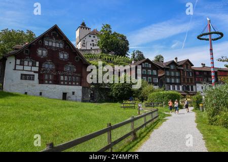 Werdenberg, Suisse - 14 juillet 2024 : vue sur le village de Werdenberg en Suisse Banque D'Images