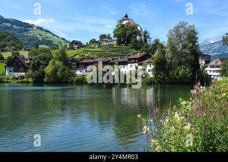 Werdenberg, Suisse - 14 juillet 2024 : vue sur le village de Werdenberg en Suisse Banque D'Images