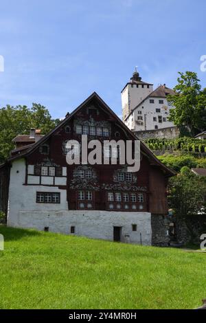 Werdenberg, Suisse - 14 juillet 2024 : vue sur le village de Werdenberg en Suisse Banque D'Images