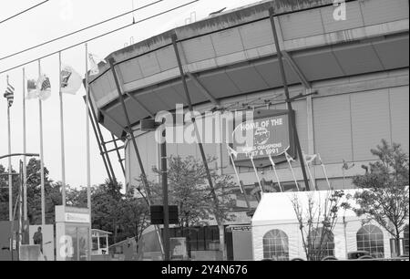 Old Minnesota Twins stade de baseball à Minneapolis, MN, États-Unis, présentant une vue nostalgique de l'ancien site de baseball. Banque D'Images