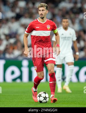 Madrid, Espagne. 17 septembre 2024. Atakan Karazor du VfB Stuttgart lors du match de l'UEFA Champions League entre le Real Madrid et le VfB Stuttgart a joué au stade Santiago Bernabeu le 17 septembre 2024 à Madrid, en Espagne. (Photo de Juan PEREZ/PRESSINPHOTO) crédit : AGENCE SPORTIVE PRESSINPHOTO/Alamy Live News Banque D'Images