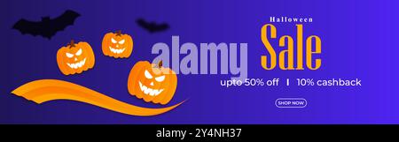 Illustration vectorielle du modèle de flux de médias sociaux Happy Halloween Sale Illustration de Vecteur