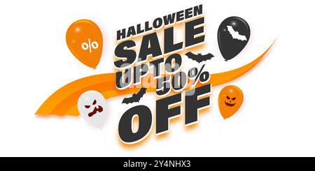 Illustration vectorielle du modèle de flux de médias sociaux Happy Halloween Sale Illustration de Vecteur