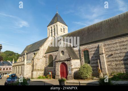 Église Saint-Martin de Sotteville sur mer Eglise du XVIe siècle, Veules-les-Roses, Normandie, France Banque D'Images
