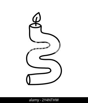 bougie de ligne dessinée à la main esthétique. Illustration plate de contour vectoriel coloré isolée sur fond. elément décoratif pour carte de voeux, bande Illustration de Vecteur