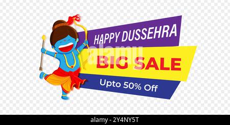 Illustration vectorielle du modèle de flux de médias sociaux Happy Dussehra Sale Illustration de Vecteur