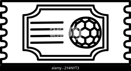 Icône simple en noir et blanc d'un billet représentant un ballon de football. Idéal pour la promotion d'événements sportifs, la conception de billetterie et les projets liés au football. Illustration de Vecteur