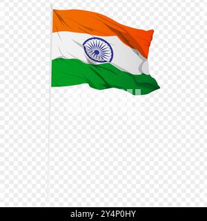 Illustration vectorielle du drapeau ondulé de l'Inde sur fond transparent Illustration de Vecteur