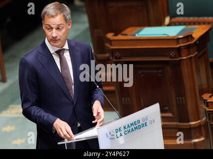 Bruxelles, Belgique. 19 septembre 2024. Le premier ministre sortant Alexander de Croo photographié lors d’une séance plénière de la Chambre au Parlement fédéral à Bruxelles le jeudi 19 septembre 2024. BELGA PHOTO BENOIT DOPPAGNE crédit : Belga News Agency/Alamy Live News Banque D'Images