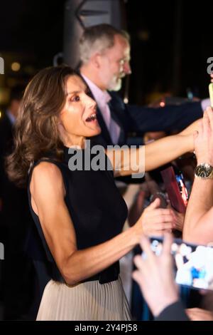 Visite de la reine Letizia d'Espagne projection d'un enregistrement vidéo et d'un concert d'Ara Malikian pendant le 10ème anniversaire de la proclamation du roi Felipe VI d'Espagne au Palais Royal le 19 juin 2024 à Madrid, Espagne. Banque D'Images