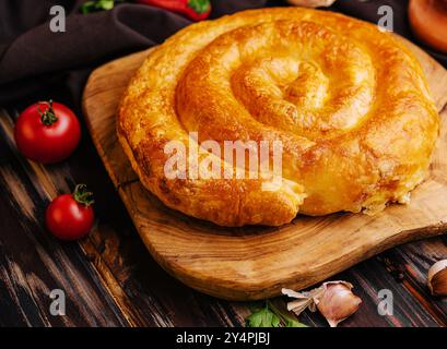 Tarte traditionnelle au fromage grec maison Banque D'Images