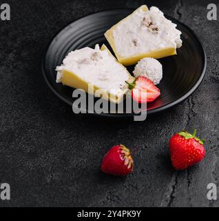 Tasse de chocolat Raffaello aux fraises Banque D'Images