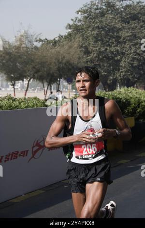 Mumbai, Maharashtra / Inde - 21 janvier 2007 : un coureur pendant le marathon de Mumbai. Banque D'Images