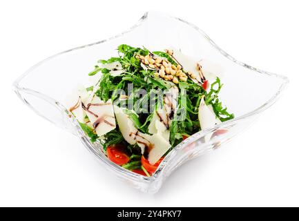 Salade de roquette avec tournesol et saupoudré de parmesan râpé Banque D'Images