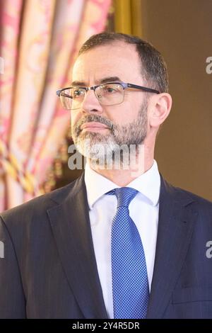 Camilo Villarino, Chef de la Maison du Roi, assiste à un déjeuner avec le Président du Guatemala Cesar Bernardo Arevalo de Leon et son épouse Sandra Torres au Palais Royal le 22 février 2024 à Madrid, Espagne. Banque D'Images