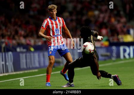 Madrid, Espagne. 15 septembre 2024. Madrid, Espagne ; 15/09/2024.- Atlético de Madrid bat Valencia C.F. 3-0. Le jour 5 de la ligue espagnole de football 2024-2025. Atlético de Madrid avec des buts de Conor Gallagher 39', Antoine Griezmann 54', et Julián Álvarez 90 4'. Crédit : Juan Carlos Rojas./dpa/Alamy Live News Banque D'Images