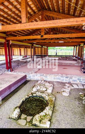 AQUILÉE, ITALIE – 2 JUIN 2024 : Domus de Tito Macro, l'une des plus grandes ruines résidentielles romaines du nord de l'Italie. Cette ancienne maison offre insig Banque D'Images