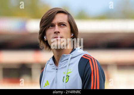 Belgrade, Serbie. 19 septembre 2024. Alvaro Carreras de Benfica devant le match MD1 de l'UEFA Champions League 2024/25 entre FK Crvena Zvezda et SL Benfica au stade Rajko Mitic le 19 septembre 2024. Crédit : Dimitrije Vasiljevic/Alamy Live News Banque D'Images