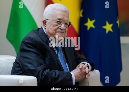 Madrid, Espagne. 19 septembre 2024. Le président palestinien Mahmoud Abbas vu lors d'une conférence de presse au Palais Moncloa. (Photo de Guillermo Gutierrez Carrascal/SOPA images/SIPA USA) crédit : SIPA USA/Alamy Live News Banque D'Images