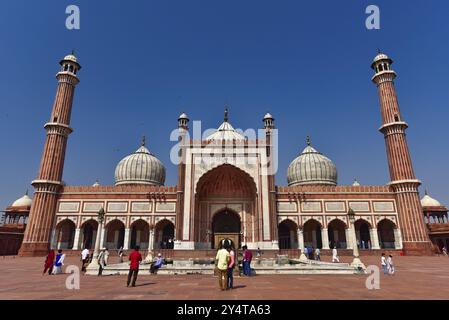 Jama Masjid, une mosquée à Delhi, Inde, Asie Banque D'Images