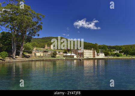 Vue du site historique de Port Arthur et de la mer en Tasmanie, Australie, Océanie Banque D'Images