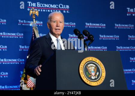 Washington, États-Unis. 19 septembre 2024. Le président AMÉRICAIN Joe Biden prononce une allocution à l'Economic Club of Washington le 19 septembre 2024. Photo de Yuri Gripas/ABACAPRESS. COM Credit : Abaca Press/Alamy Live News Banque D'Images