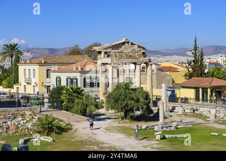 Agora romaine, ruines antiques construites à l'époque romaine à Athènes, Grèce, Europe Banque D'Images