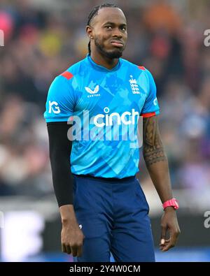 Jofra ARCHER (Angleterre) lors du premier match international d'une journée de Metro Bank Angleterre vs Australie à Trent Bridge, Nottingham, Royaume-Uni, 19 septembre 2024 (photo de Mark Dunn/News images) Banque D'Images