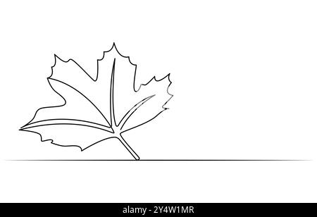 Maple Leaf, dessin au trait continu de la fête du Canada avec éléments de contour et de couleur modifiables Illustration de Vecteur