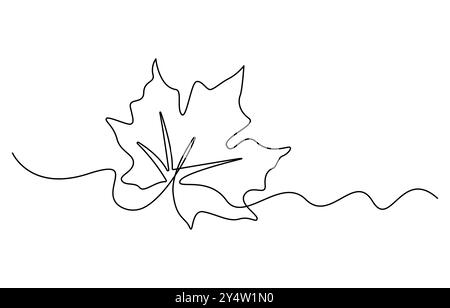 Maple Leaf, dessin au trait continu de la fête du Canada avec éléments de contour et de couleur modifiables Illustration de Vecteur